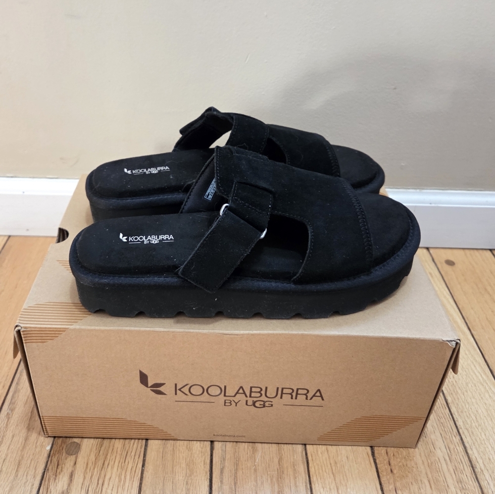NEW Koolaburra by Ugg Tizz Black Suede Sandals - Sz 10